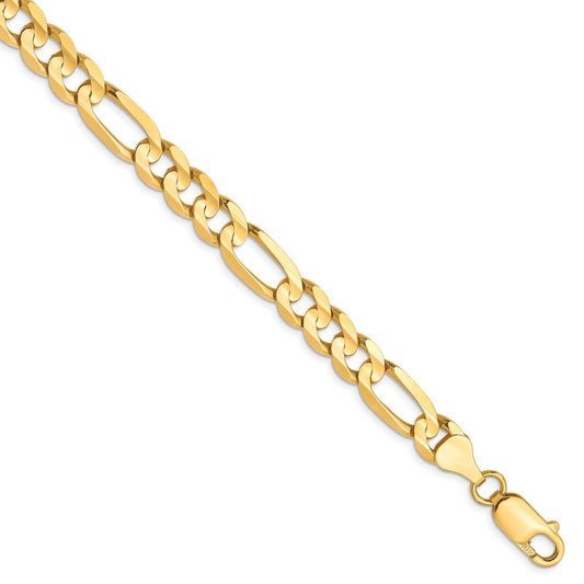 10K Yellow Gold 6.75mm Concave Figaro Chain