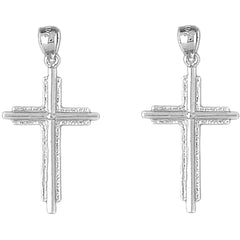 14K or 18K Gold 45mm Latin Cross Earrings