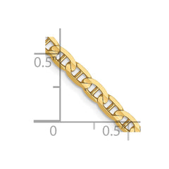 Cadena de ancla cóncava de 3 mm de oro amarillo de 10 quilates
