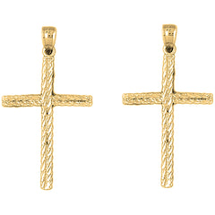 Yellow Gold-plated Silver 42mm Latin Cross Earrings