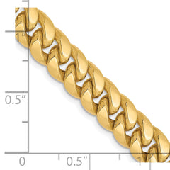 10K Yellow Gold 7.3mm Semi-Solid Miami Cuban Chain