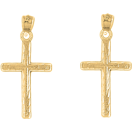 14K or 18K Gold 33mm Latin Cross Earrings