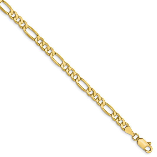 10K Yellow Gold 4.75mm Semi-Solid Figaro Chain