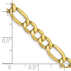 10 Karat Gelbgold, 5,35 mm, halbmassive Figarokette