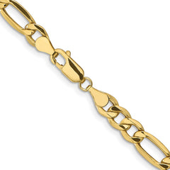 10K Yellow Gold 6.6mm Semi-Solid Figaro Chain