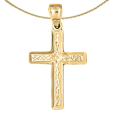 14K or 18K Gold Vine Cross Pendant
