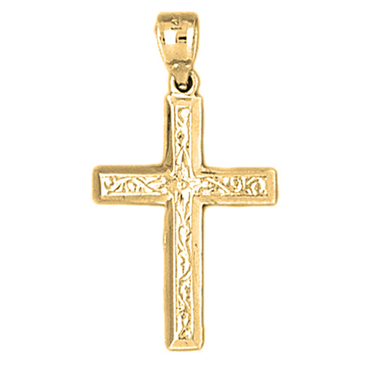 14K or 18K Gold Vine Cross Pendant