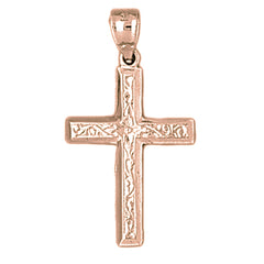 14K or 18K Gold Vine Cross Pendant