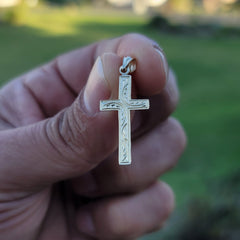 14K or 18K Gold Vine Cross Pendant