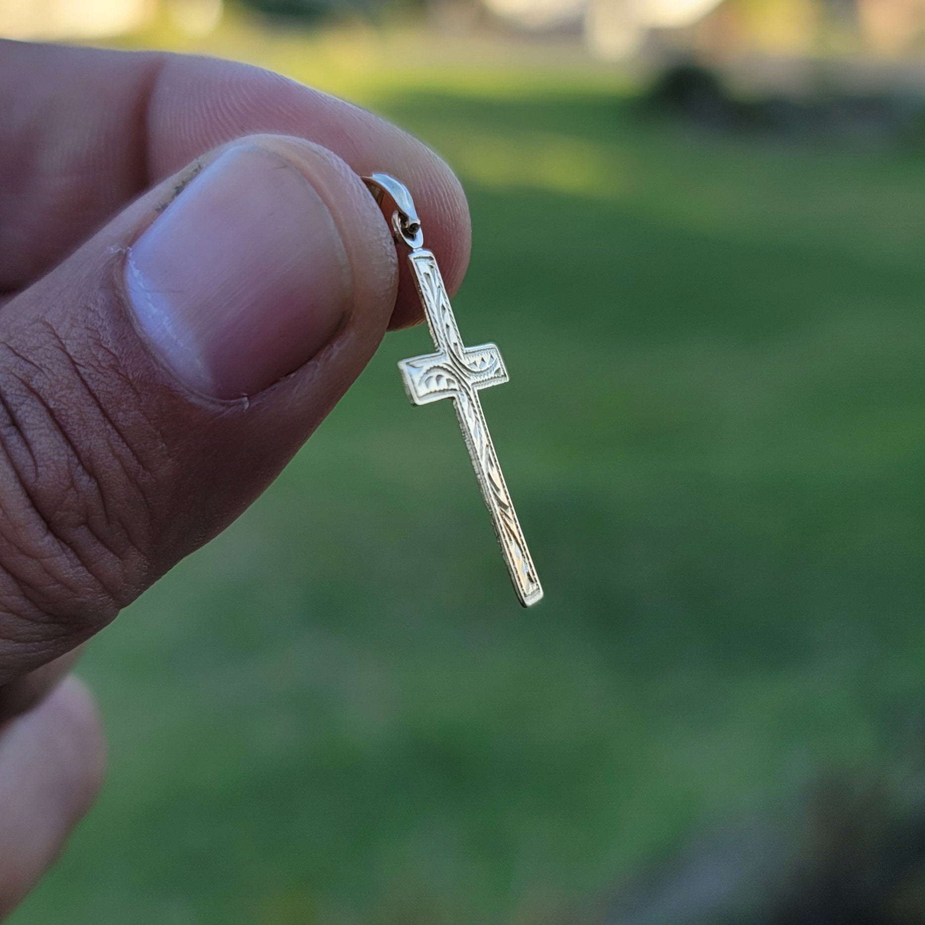14K or 18K Gold Vine Cross Pendant