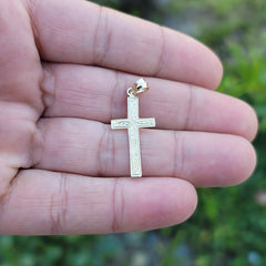 14K or 18K Gold Vine Cross Pendant
