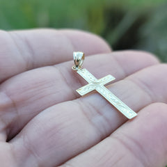 14K or 18K Gold Vine Cross Pendant