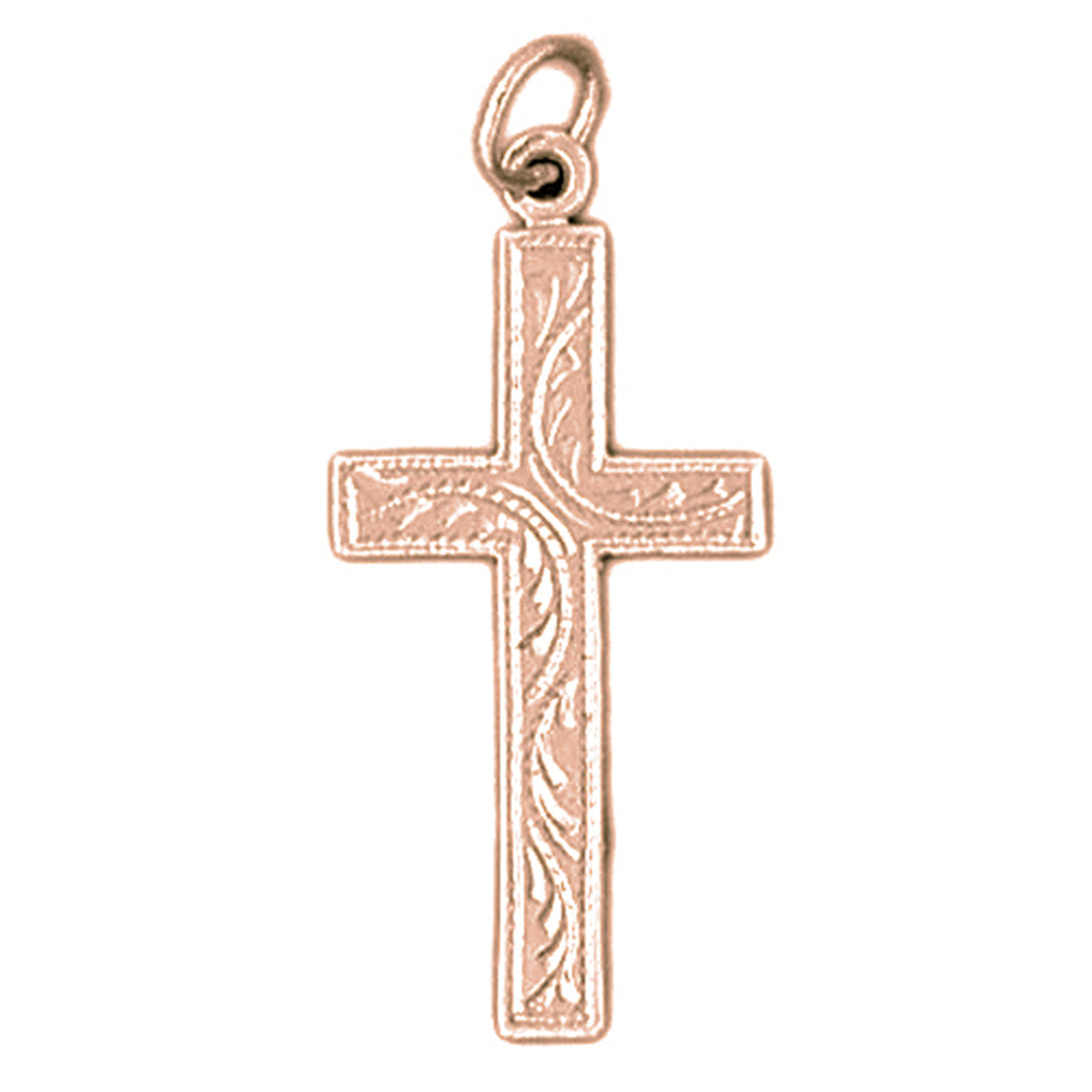 14K or 18K Gold Vine Cross Pendant