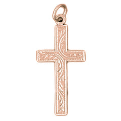 14K or 18K Gold Vine Cross Pendant