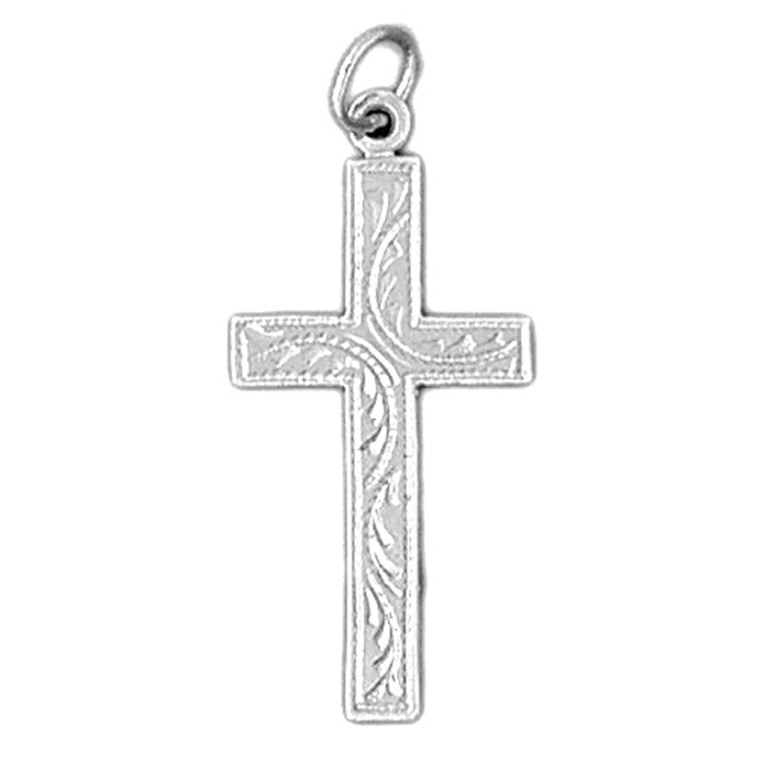 14K or 18K Gold Vine Cross Pendant