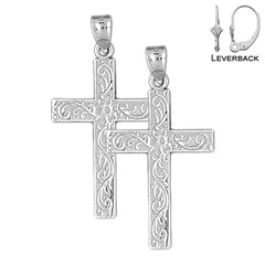 14K or 18K Gold Vine Cross Earrings