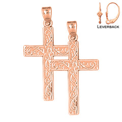 14K or 18K Gold Vine Cross Earrings