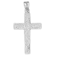 14K or 18K Gold Vine Cross Pendant