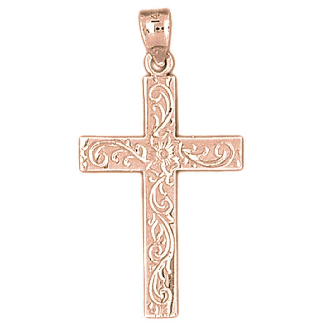 14K or 18K Gold Vine Cross Pendant