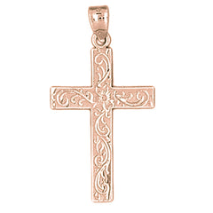 14K or 18K Gold Vine Cross Pendant