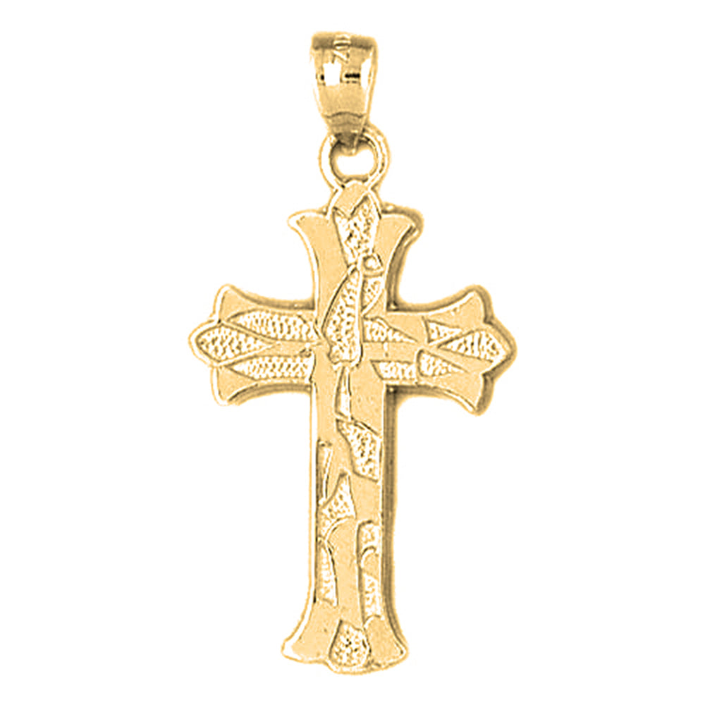 10K, 14K or 18K Gold Budded Cross Pendant