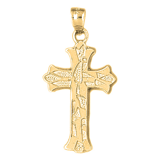 10K, 14K or 18K Gold Budded Cross Pendant