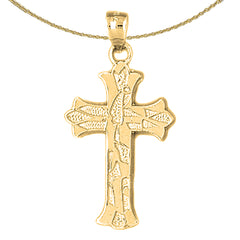 10K, 14K or 18K Gold Budded Cross Pendant