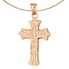 10K, 14K or 18K Gold Budded Cross Pendant