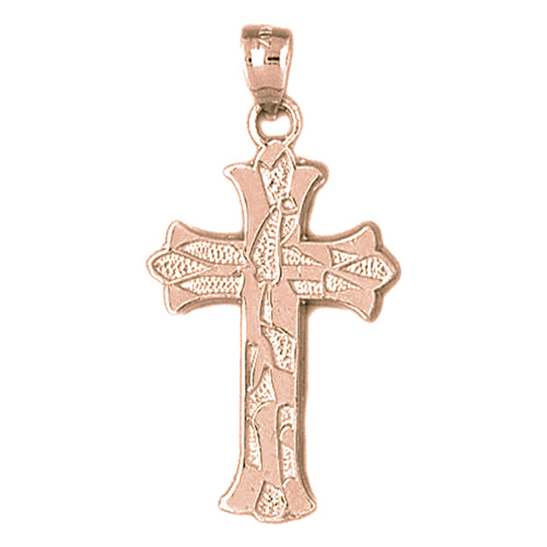 10K, 14K or 18K Gold Budded Cross Pendant