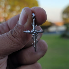 10K, 14K or 18K Gold Cross With Rose Pendant