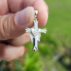 10K, 14K or 18K Gold Cross With Shroud Pendant