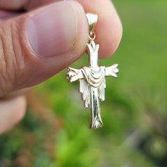 10K, 14K or 18K Gold Cross With Shroud Pendant