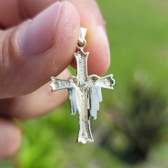 10K, 14K or 18K Gold Cross With Shroud Pendant