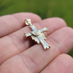10K, 14K or 18K Gold Cross With Shroud Pendant
