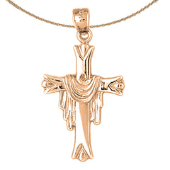 10K, 14K or 18K Gold Cross With Shroud Pendant