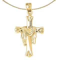 10K, 14K or 18K Gold Cross With Shroud Pendant