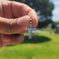 14K or 18K Gold Cross With Shroud Pendant