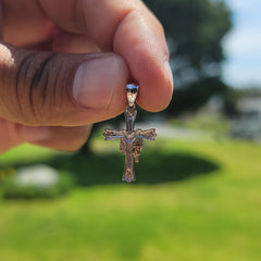14K or 18K Gold Cross With Shroud Pendant