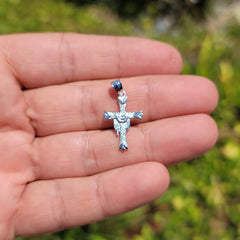 14K or 18K Gold Cross With Shroud Pendant