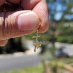 14K or 18K Gold Praying Hands & Cross Pendant