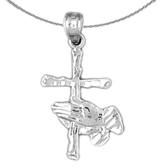 14K oder 18K Gold Anhänger „Betende Hände & Kreuz“
