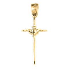14K or 18K Gold Dove & Cross Pendant
