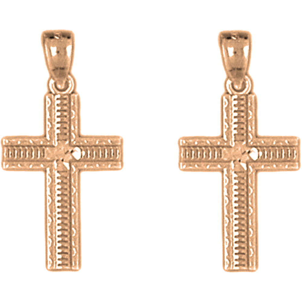 14K or 18K Gold 24mm Latin Cross Earrings
