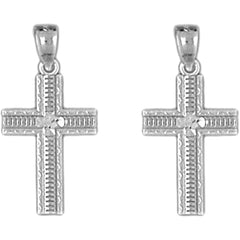 14K or 18K Gold 24mm Latin Cross Earrings