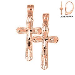 14K or 18K Gold Budded Cross Earrings