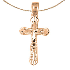 14K or 18K Gold Budded Cross Pendant