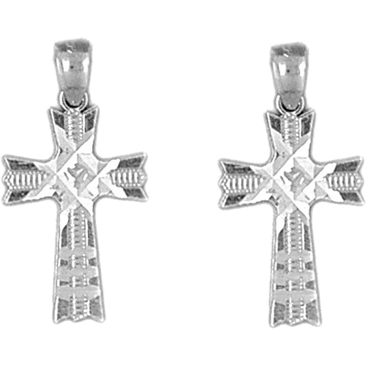 Sterling Silver 22mm Cross Earrings