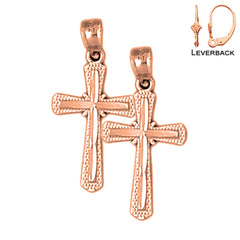14K or 18K Gold Budded Cross Earrings