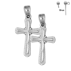 14K or 18K Gold Budded Cross Earrings