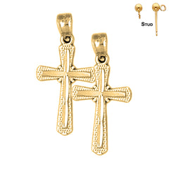 14K or 18K Gold Budded Cross Earrings